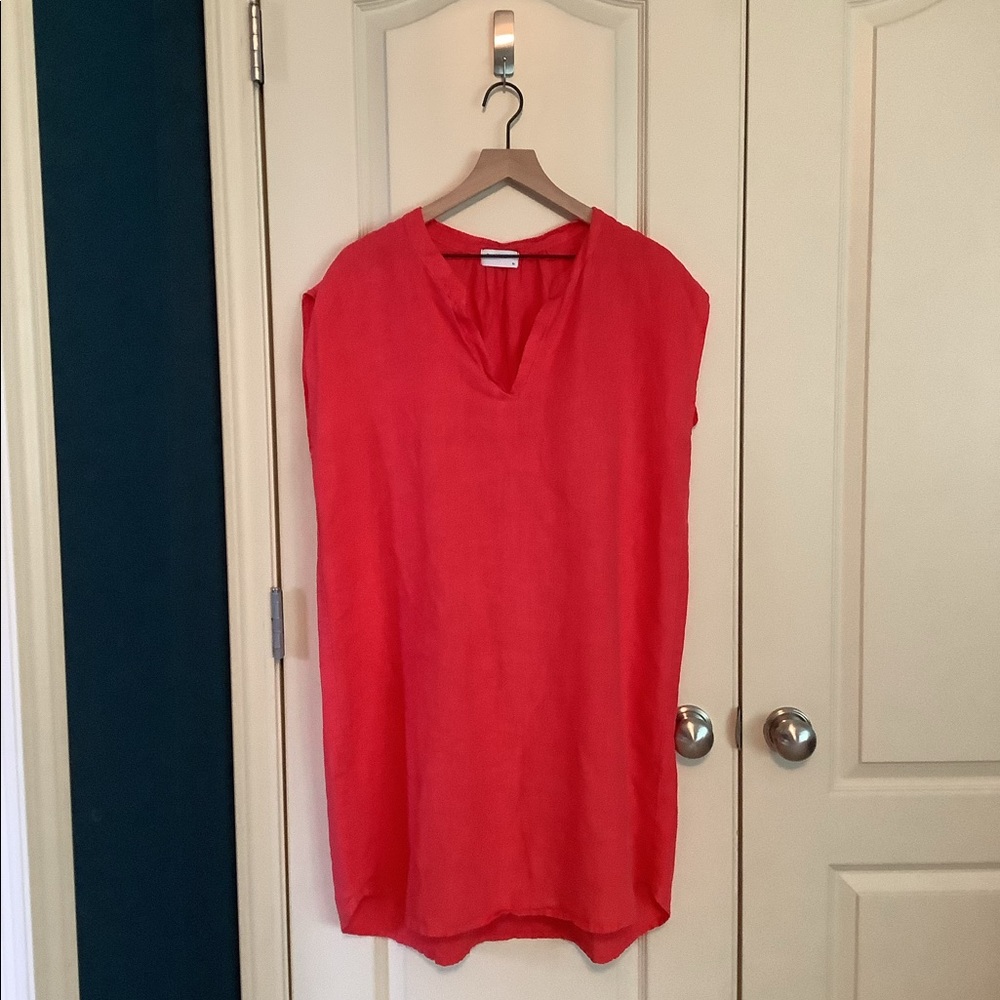 Allen Allen V Neck Linen Mini Dress XL